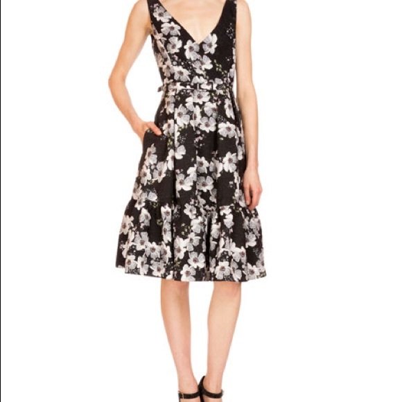 Erdem Printed Floral Jacquard Gaby Fit N Flare Dress w Pockets - Picture 13 of 15